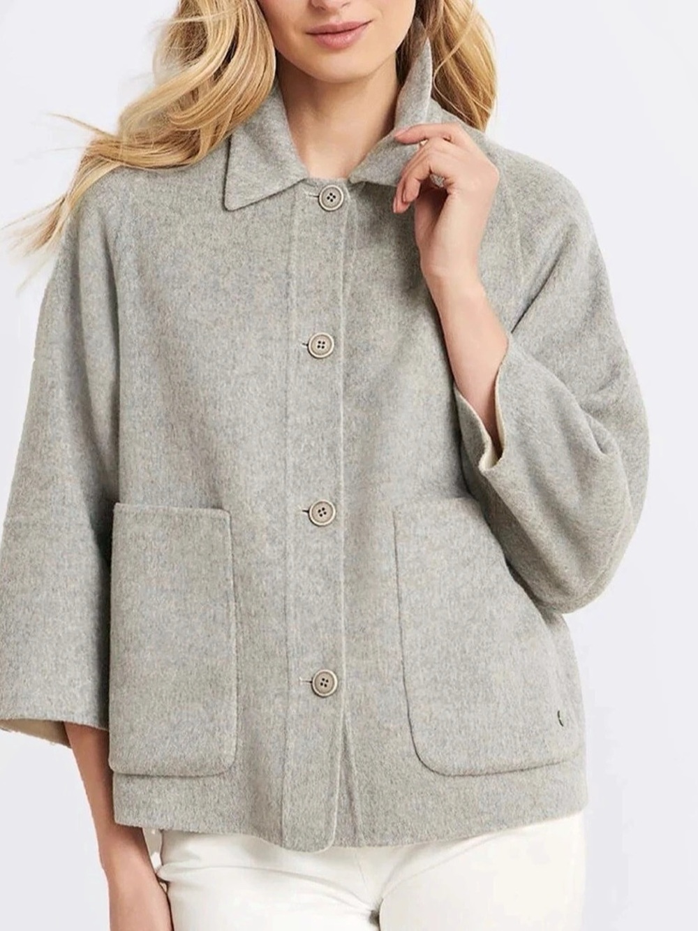 Peter Millar Molly Reversible Jacket Light Gray/Ivory Large $650 Cashmere Silk